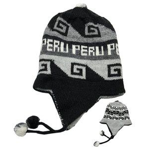 NEW PERU PERUVIAN ALPACA TRENDY HANDMADE SOFT KNIT REVERSIBLE CHULLO BEANIE HAT